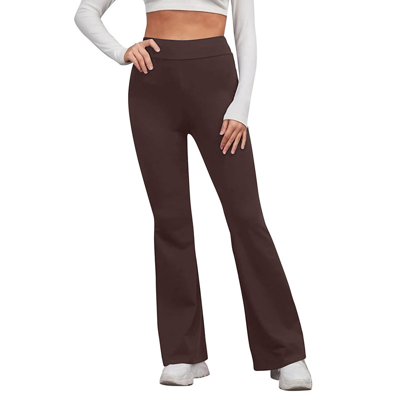 Women's Flare Leggings Fashion Streetwear Simple Full Length High Waist Solid Color High Cut Comfort Comfortable Breathable Micro-elastic Daily Outdoor Vacation Blue off white Black Yellow Fall Winter