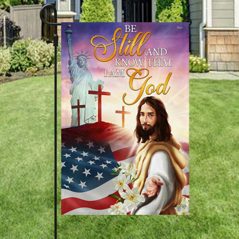 Garden Flag 12x18Inch Outdoor Decorations Welcome Garden Patio Flag Cross Jesus Yard Flag Double Sided Holiday Outdoor Flags 1pc