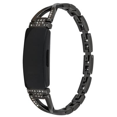 Smart Watch Band Compatible with Fitbit Fitbit Inspire Inspire 2 / Inspire HR / Inspire Stainless Steel Rhinestone Smartwatch Strap Bling Diamond Luxury Jewelry Bracelet Replacement Wristband