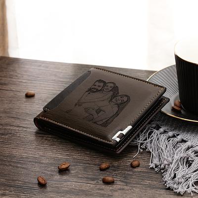 Personalized Photo Leather Wallet Custom Best Gift for Dad, Engraved Bifold Wallet for Men, Husband, Son, Birthday, Christmas, Anniversary, Wedding Gift