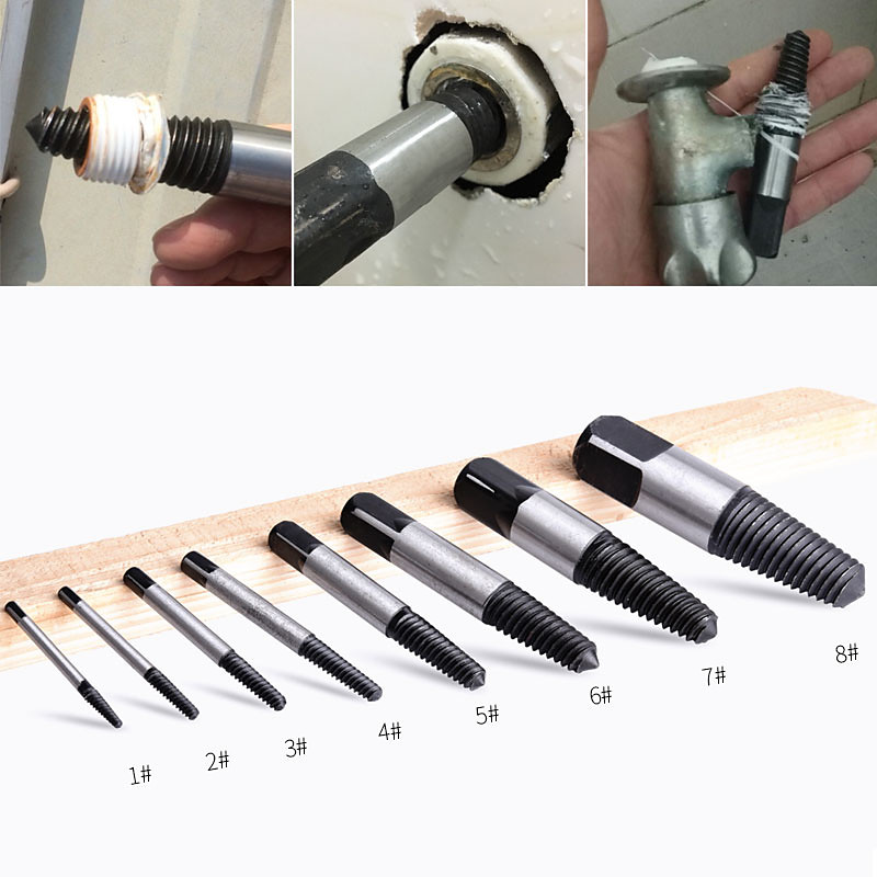 5/6/8Pcs Damaged and Stripped Screw Extractor Set, Broken Bolt Extractor and Broken Water Pipe Remover Set, Left Hand Spiral Removal Tool Kit with Storage Case