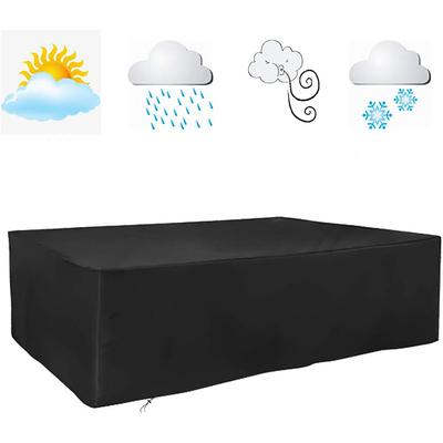 Patio Table Cover Veranda Rectanguler Black Waterproof Outdoor Dinner Protector Dust-Proof Table Desk Cover Furniture Covers with Storage Bags for Garden Outdoor Indoor Furniture