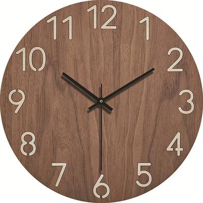 Wall Clock Simple Modern Design Wooden Clocks for Bedroom Wood Wall Watch Home Decor Silent Digital Large Wall Clock Kitchen Solid Wood Wall Clock Mute Clock Living Room Home Office Quartz 30 cm