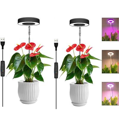 Grow Light Full Spectrum LED Plant Light for Indoor Plants Growing Lamp 10 Dimmable Brightness Auto Timer Black Stand Height Adjustable Halo Light for Succulents Herbs Foliage in Home
