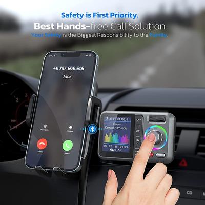 Bluetooth FM Transmitter for Car Wireless Car Bluetooth Adapter with Color Screen Support QC3.0 Fast Charging Hands-Free Call MP3 Music Player BASSTRE Booster TF Card