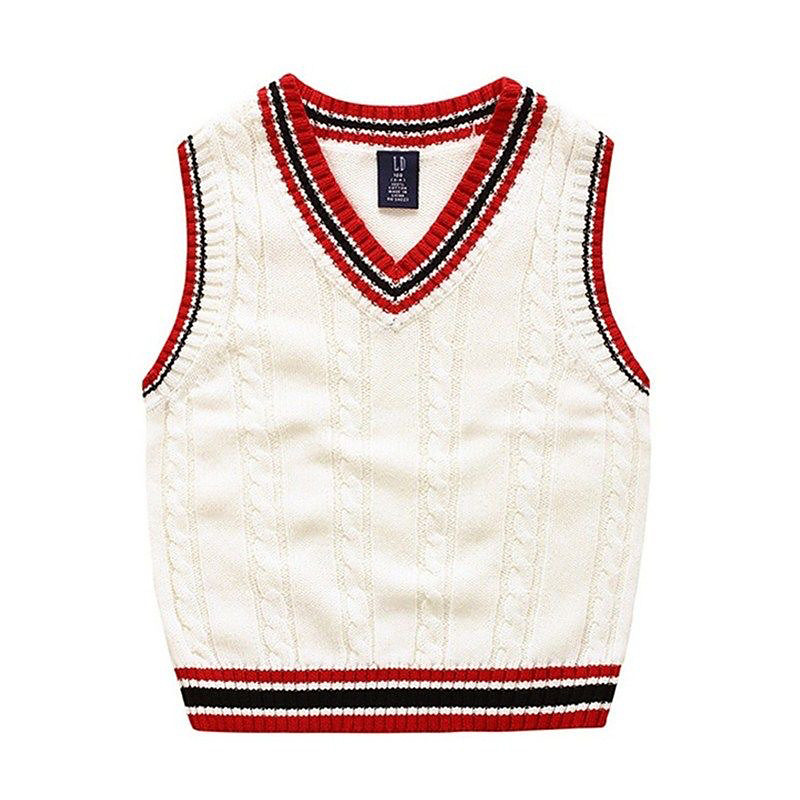 Kids Boys Sweater Color Block Sleeveless Patchwork School Daily White Fall Clothes 4 years