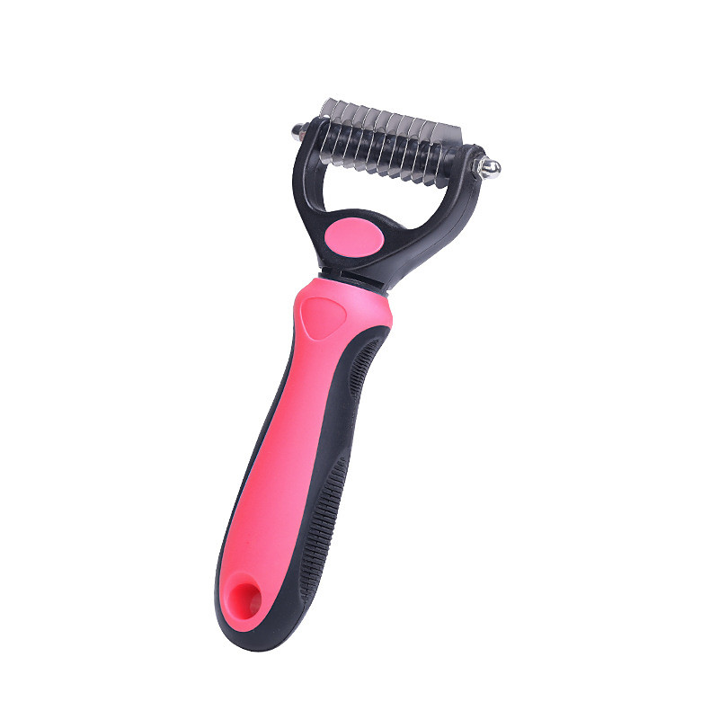 Dog Cat Grooming Shedding Tools Dematting Tools Plastic Stainless steel Comb Dog Clean Supply Pet Hair Remover Easy to Clean Pet Grooming Supplies Rosy Pink Blue
