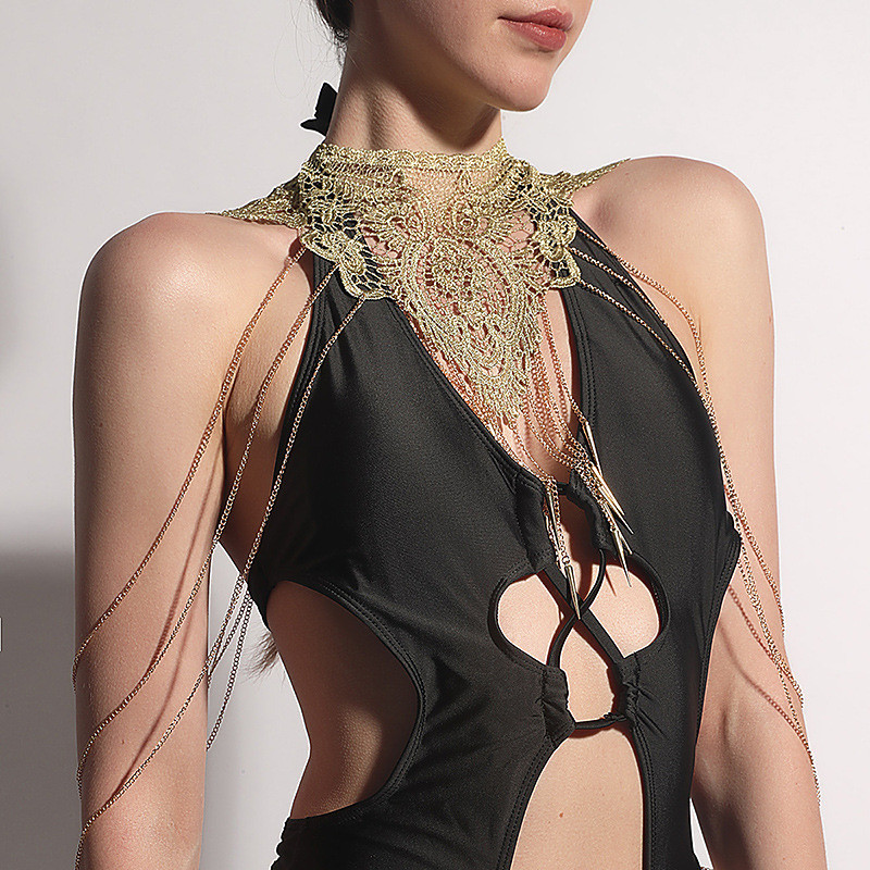 Necklace Body Chain Lace Choker Bracelet Metallic Sparkle Sexy Lace Alloy For Disco Cosplay Carnival Women's Costume Jewelry Fashion Jewelry
