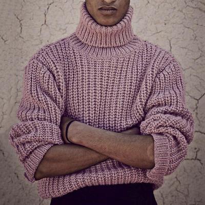 Men's Turtleneck Sweater Sweater Pullover Sweater Jumper Mens Turtle Neck Jumper Pullover Chunky Knit Regular Solid / Plain Color Turtleneck Daily Wear Clothing Apparel Fall Winter Pink M L XL