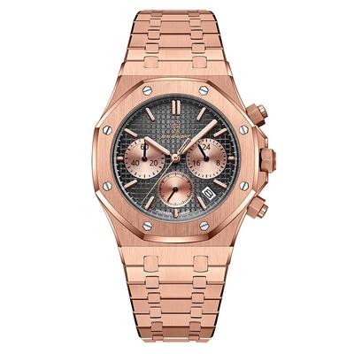 Men Mechanical Watch Quartz Watch Retro Vintage Wristwatch Luminous LED Back Light Chronograph Waterproof Stainless Steel Watch