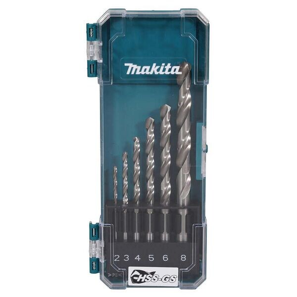 makita Metallbohrer-Set D-78346 HSS-GS Ø 2,0mm, 3,0mm, 4,0mm, 5,0mm, 6,0mm und 8,0 mm 6 silber Image