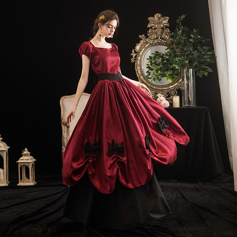 Gothic Lolita Gothic Victorian Floor Length Dress Party Costume Masquerade Plus Size Normal Puff Balloon Maria Antonietta Plus Size Solid Color Ball Gown Fancy Dress Women's Girls' Halloween