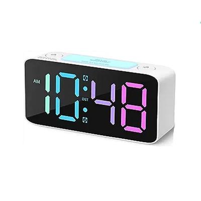 Super Loud Alarm Clock for Heavy Sleepers, Digital Clock with 7-Color Night Light, Adjustable Volume, Small for Bedrooms