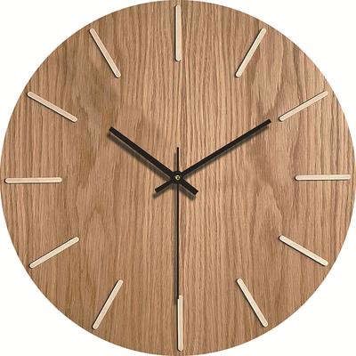 Wall Clock Simple Modern Design Wooden Clocks for Bedroom Wood Wall Watch Home Decor Silent Digital Large Wall Clock Kitchen Solid Wood Wall Clock Mute Clock Living Room Home Office Quartz 30 cm