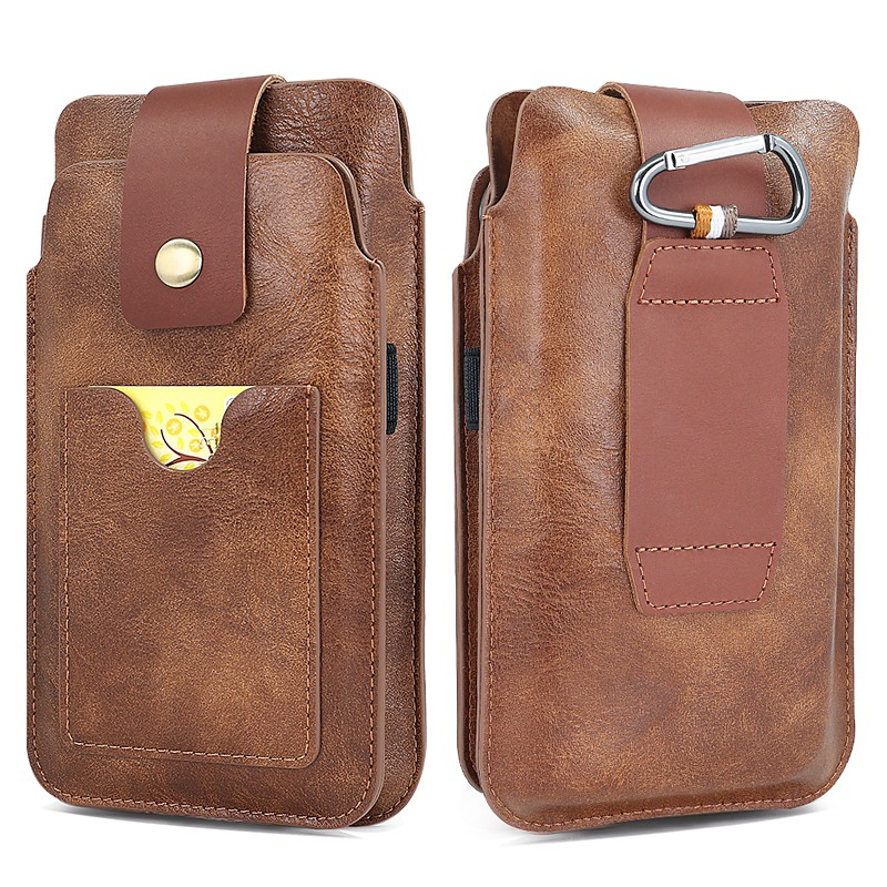 Men Cellphone Loop Holster Case Belt Waist Bag Props PU Leather Purse Phone Wallet Vintage Belt Mobile Phone Protective Sheath
