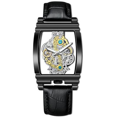Men Mechanical Watch Luxury Large Dial Fashion Business Hollow Skeleton Tourbillon Luminous Waterproof Leather Watch