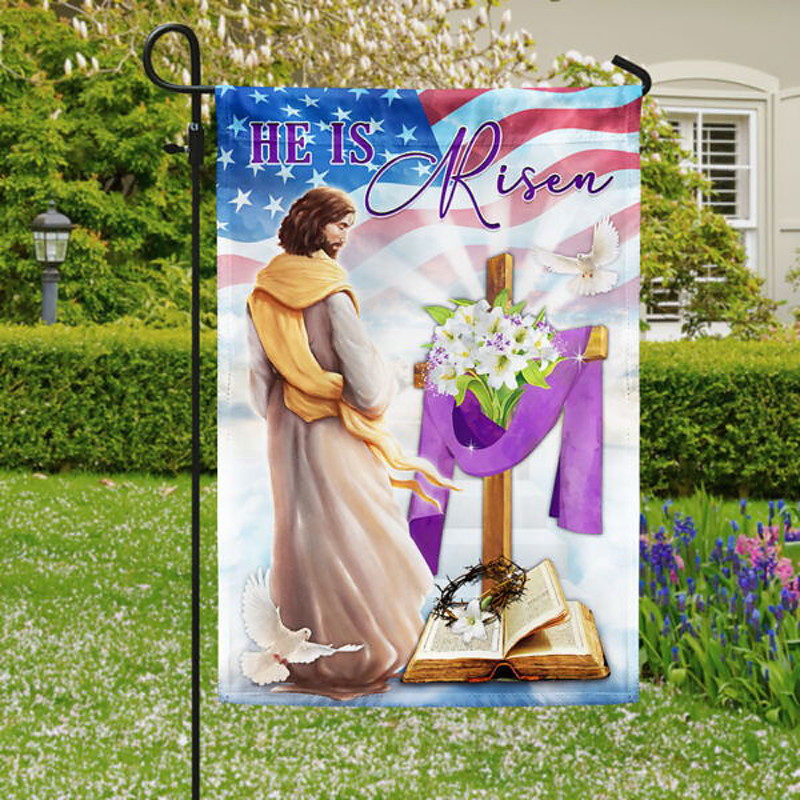 Garden Flag 12x18Inch Outdoor Decorations Welcome Garden Patio Flag Cross Jesus Yard Flag Double Sided Holiday Outdoor Flags 1pc