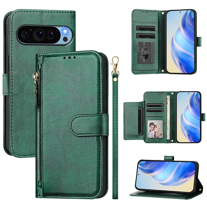 Phone Case For Google Pixel 9 Pro Pixel 9 Pro XL Pixel 8 Pro Pixel 8 Pixel 9 Pixel 7 Pixel 7 Pro Pixel 6 Pixel 6 Pro Wallet Case with Stand Holder Zipper Full Body Protective Retro TPU PU Leather