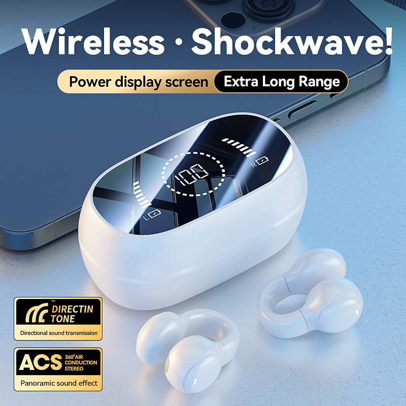 Open Ear Earbuds Wireless Bluetooth Earless Bone Conducting Headphones Wireless Bluetooth Headset Noise Cancelling Bone Earphones Waterproof Air Bone Conduction Headphone Not in Ear Open Ear Buds