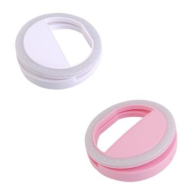 2pcs Selfie Ring Light Portable Clip for Smart Phone Photography Camera Video 3 Modes Dimmable AAA Batteries Powered