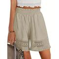 Shorts Chino Alta Vita da Donna con Pizzo Tasche e Fascia Elastico Comodi per Abbigliamento Stradale all'Aperto