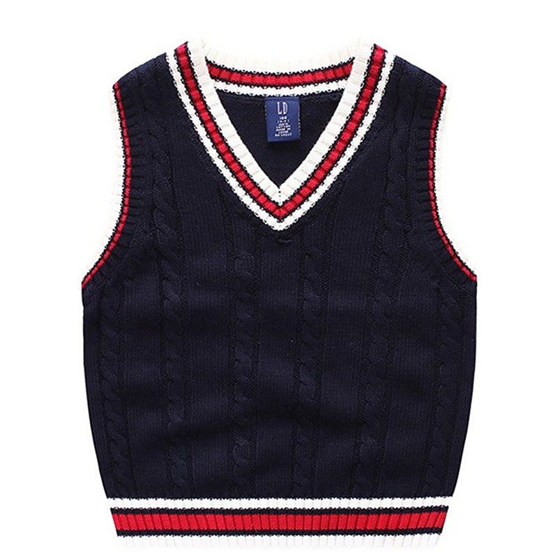 Kids Boys Sweater Color Block Sleeveless Patchwork School Daily White Fall Clothes 4 years
