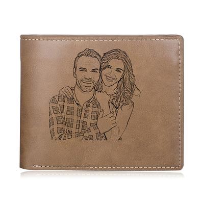 Personalized Photo Engraved Leather Wallet Custom Best Gift for Dad, Custom Text, Father's Day, Birthday, Anniversary, Christmas Gift for Him, Personalized Leather Wallet for Men