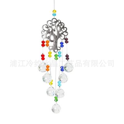 Clear Glass Crystal Ball Prisms Suncatcher Tree Of Life Window Hanging Ornament Rainbow Maker Hanging Ornament Crystal Garden Pendant For Home Garden Decoration Wedding