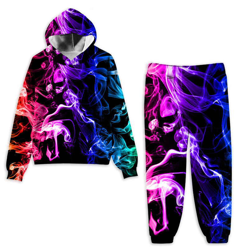 Boys 3D Gradient Ramp Hoodie Sweatpants Set HoodieSet Clothing Set Long Sleeve Spring Fall Sports Fashion Cool Kids 3-12 Years Outdoor Vacation Street Regular Fit