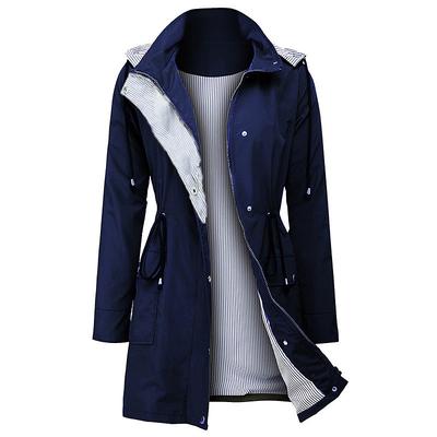 Women's Waterproof Hiking Jacket Rain Jacket Winter Outdoor Trench Raincoat with Hood Thermal Warm Windproof Lightweight Outerwear Trench Coat Top Fishing Climbing Running Blue Green Black