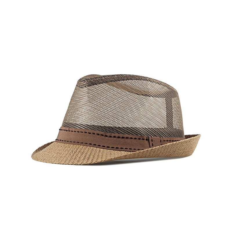 Men's Straw Hat Sun Hat Soaker Hat Safari Hat Gambler Hat Black Dark Navy Polycotton Mesh Stylish Casual Outdoor clothing Holiday Going out Plain Sunscreen