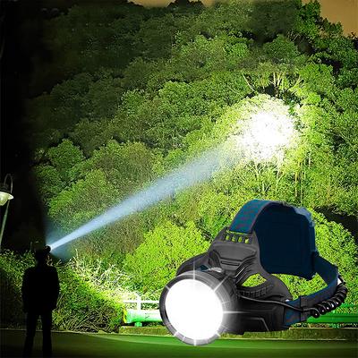 Super Bright LED Rechargeable Headlamp, USB Headlamp 4 Modes IPX5 Waterproof 90° Adjustable for Camping, Hiking, Running, Hunting, Cycling
