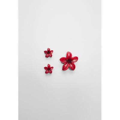 Stradivarius Set of 3 floral hair clips Red OS