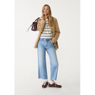 Stradivarius D96 cropped straight-fit jeans Medium blue 16