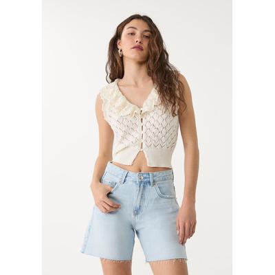 Stradivarius D93 Longline denim shorts Light blue 4