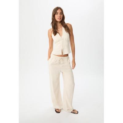 Stradivarius Flowing linen blend trousers Stone XL