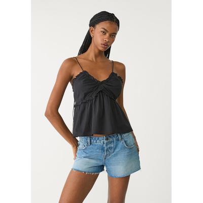 Stradivarius Top with tie-up straps Black M