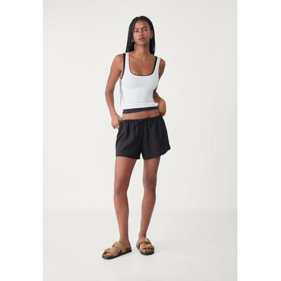 Stradivarius Linen blend shorts with drawstring Black XL