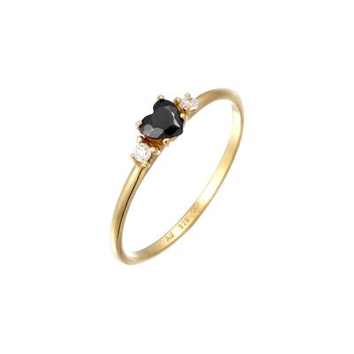 Elli Solitär Herz Zirkonia Schwarz 925 Sterling Silber 54 Damen Image