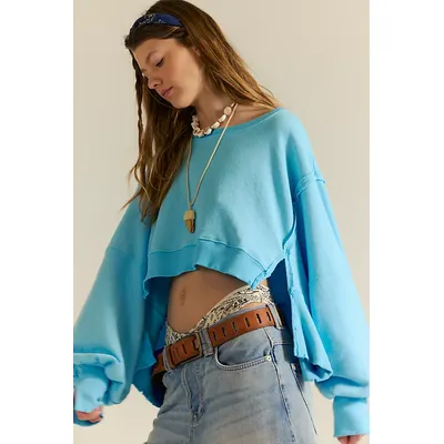 We The Free Camden Cropped Sweatshirt at Free People in Splish Splash, Size: Small