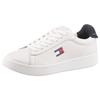 Plateausneaker TOMMY JEANS "ARCHIVE' 98", Damen, Gr. 36, bunt (weiß, dunkelblau), Nappaleder, Textil, sportlich, Schuhe, Freizeitschuh, Halbschuh, Schnürschuh, Kontrastbesatz an der Ferse