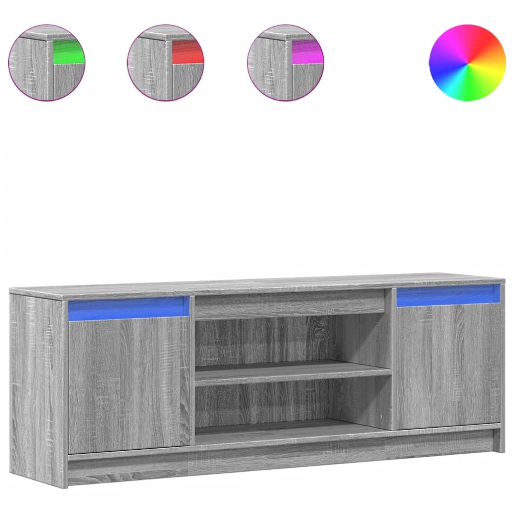 vidaXL TV-Schrank mit LED-Beleuchtung Grau Sonoma 139,5x34x50 cm Image