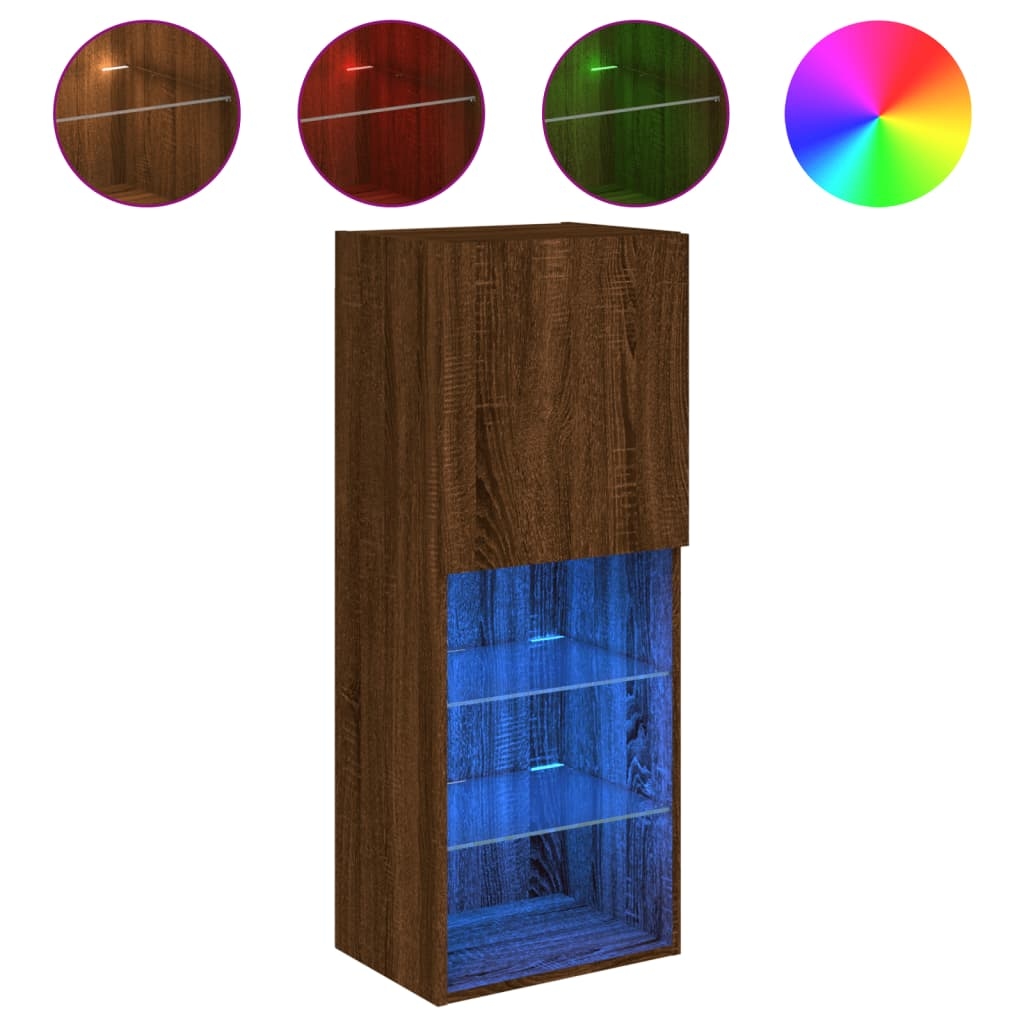 vidaXL TV-Schrank mit LED-Leuchten Braun Eichen-Optik 40,5x30x102 cm Image