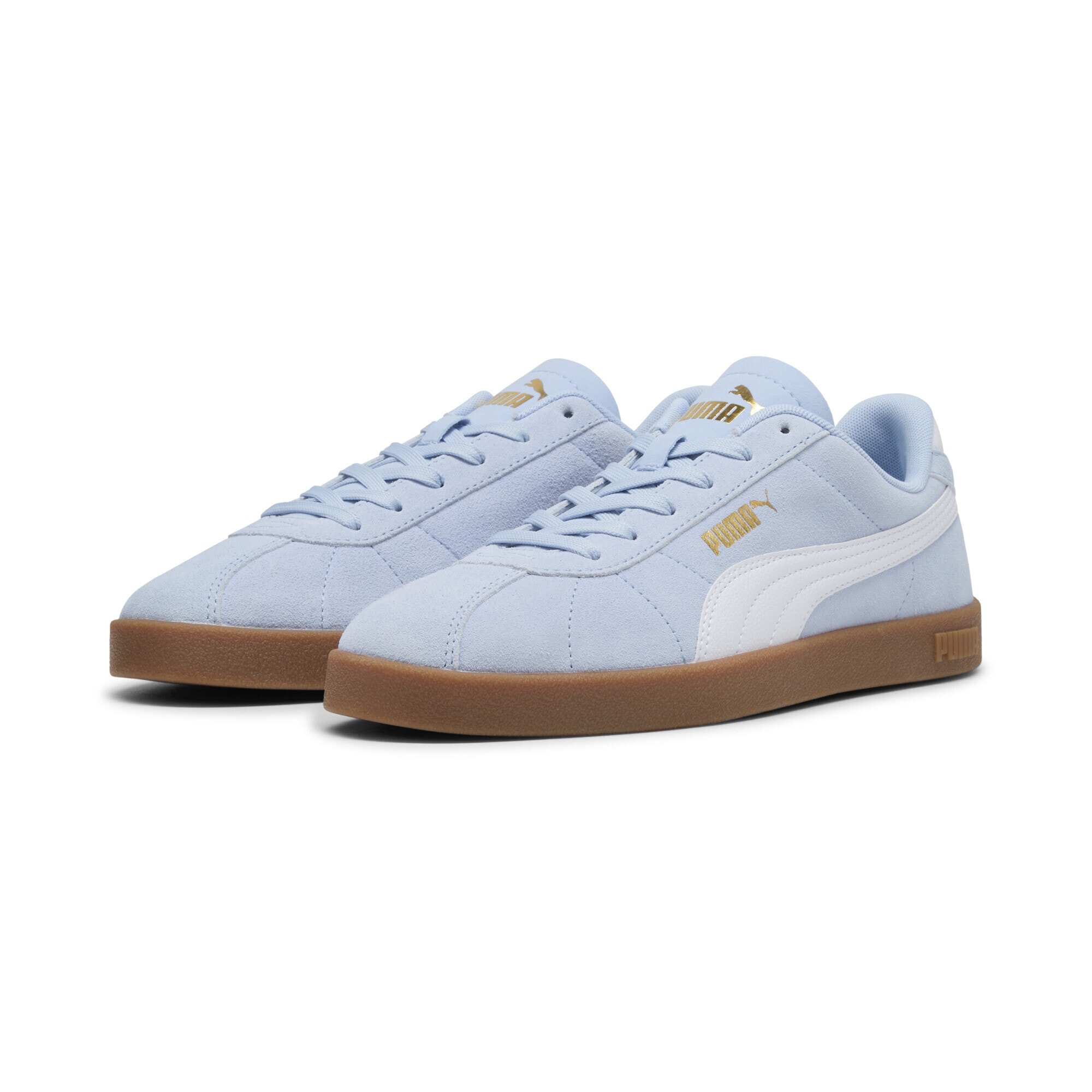 Sneaker PUMA "PUMA Club II Sneakers Erwachsene", Damen, Gr. 44, weiß (haute tropic weiß gold blau), Obermaterial: Textil, Synthetik, Kuhleder, Leder; Futter: Textil; Innensohle: Textil; Laufsohle: Gummi, Schuhe Sneaker