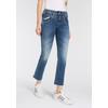 Bootcut-Jeans HERRLICHER "Pearl Boot Cropped Organic Denim", Damen, Gr. 26, N-Gr, blau (blau jay), Denim/Jeans, Obermaterial: 98% Baumwolle, 2% Elasthan, casual, knöchelfrei, Jeans, mit offenem Saum