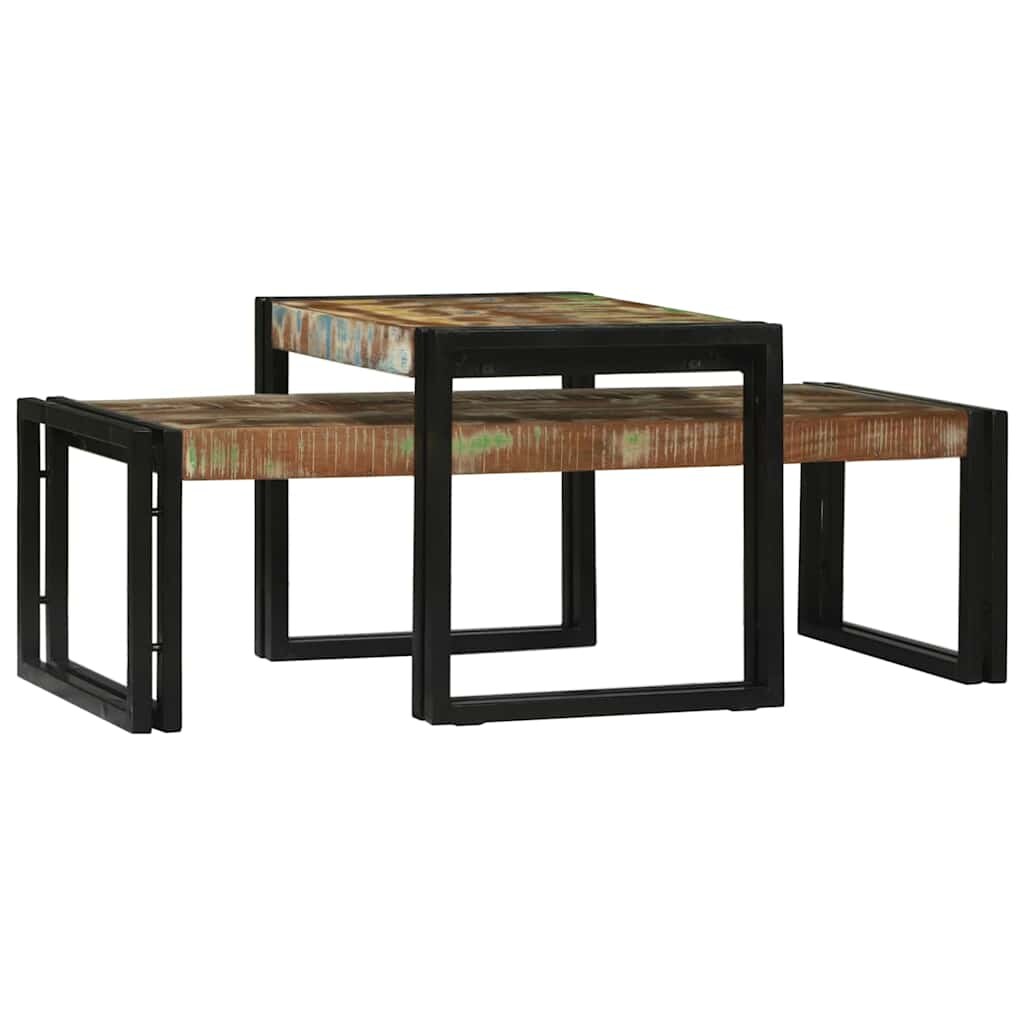 vidaXL Couchtisch 2 pcs Mehrfarbig Massives upgecyceltes Holz Image