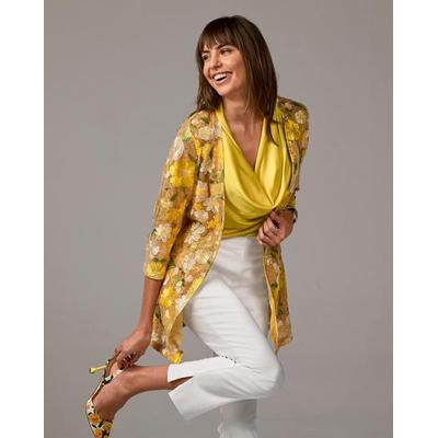 Boston Proper - Sequin Embroidered Mesh Hip Length Duster Yellow - Medium