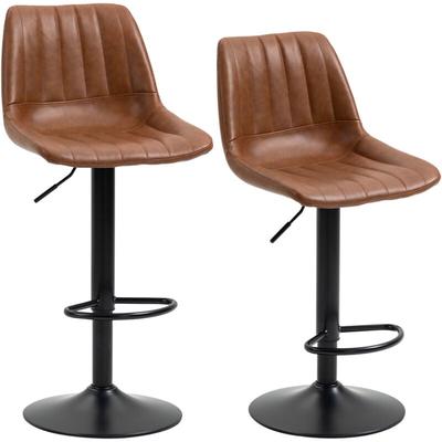Barhocker 2er Set, 360° Drehbar Gepolstert Barstuhl mit Fußstütze, Lehne, Höhenverstellbar Image