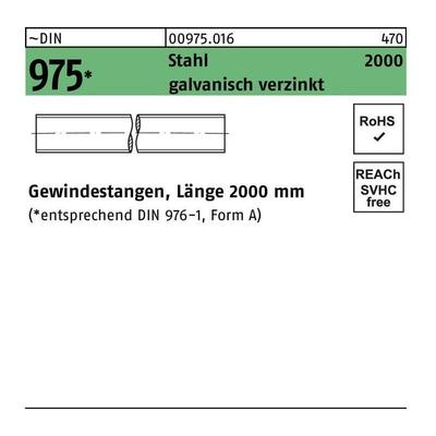Gewindestange DIN 975 M 10 x 2000mm Stahl galvanisch verzinkt Image