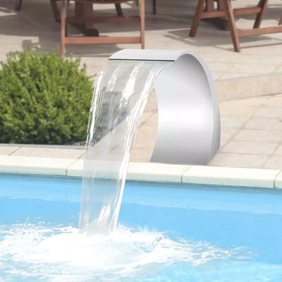 Pool Wasserfall Brunnen S-förmiger Wasserfontäne 60 30cm Edelstahl Schwimmbad Poolfontäne Image